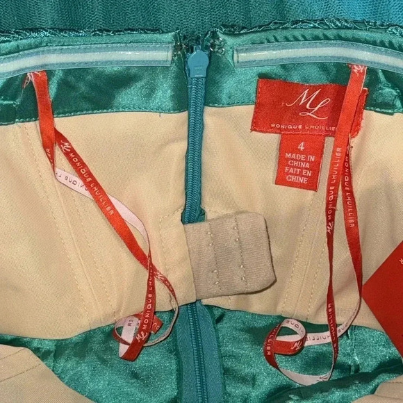 NWT MONIQUE LHUILLER Elegant Designer Luxury Gown Dress Style 443857 Teal $650 - Picture 7 of 15